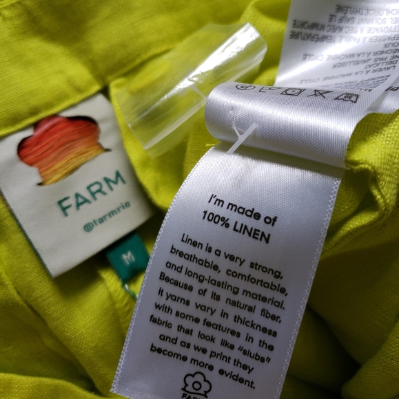 Set of Farm Rio Palm Tree Richilier Blouse & Linen Wide Leg Pants - Medi… - Picture 14 of 16